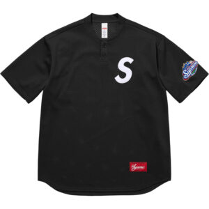 S Logo Baseball Henley Black