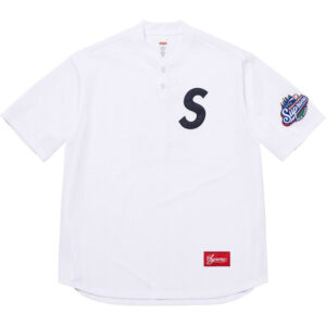 S Logo Baseball Henley White