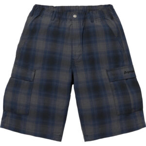 Shadow Plaid Cargo Short Black